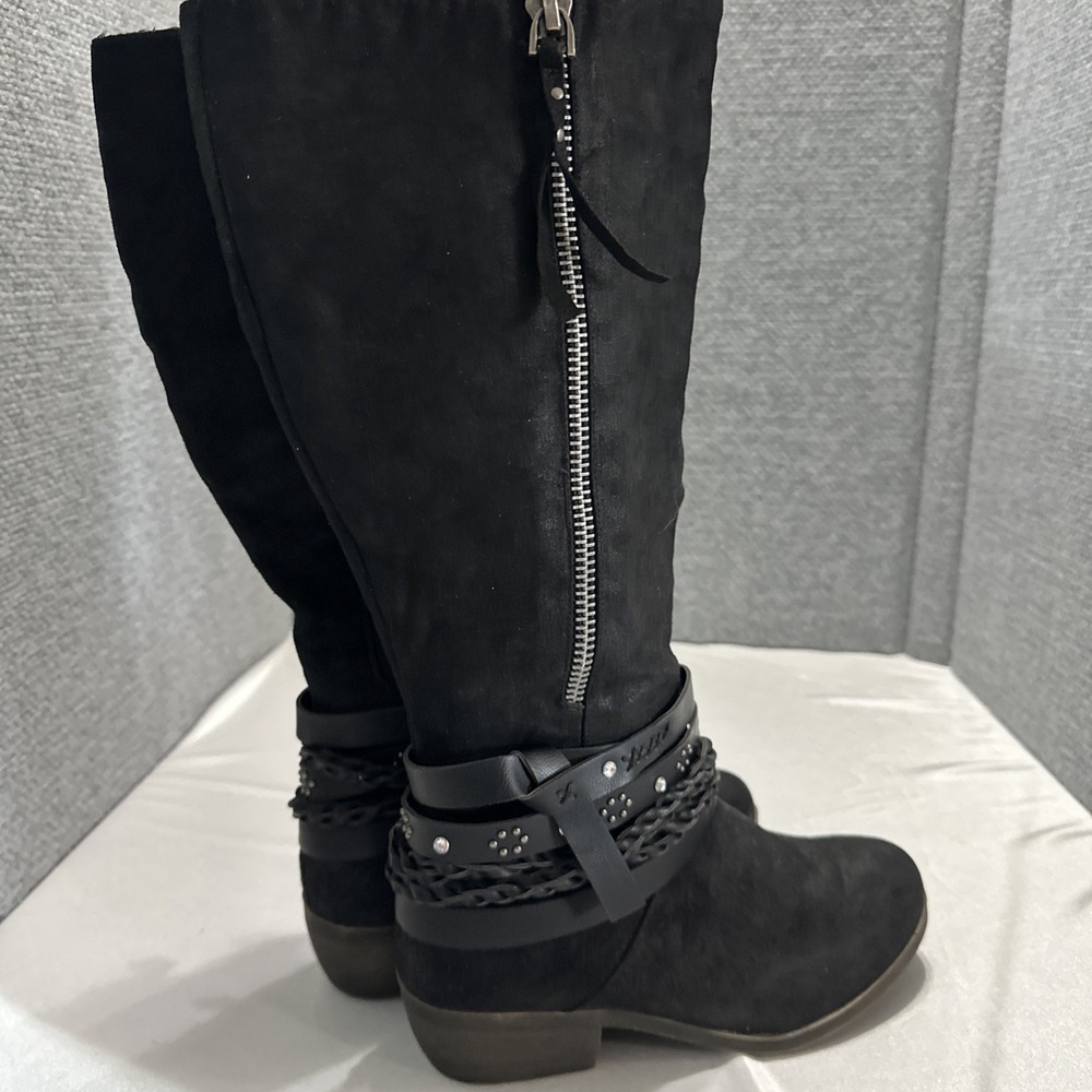 SO Swedish Knee High Boots Adjustable Fit Black Women's Size 7 - Picture 6 of 12
